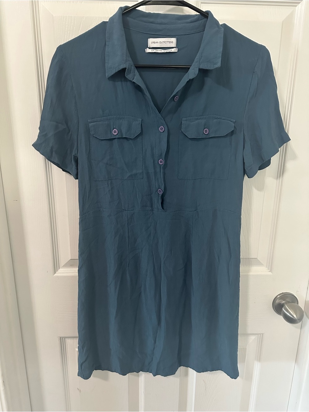 Urban Outfitters Blue Button-Front Mini Shirt Dress Size Small-P